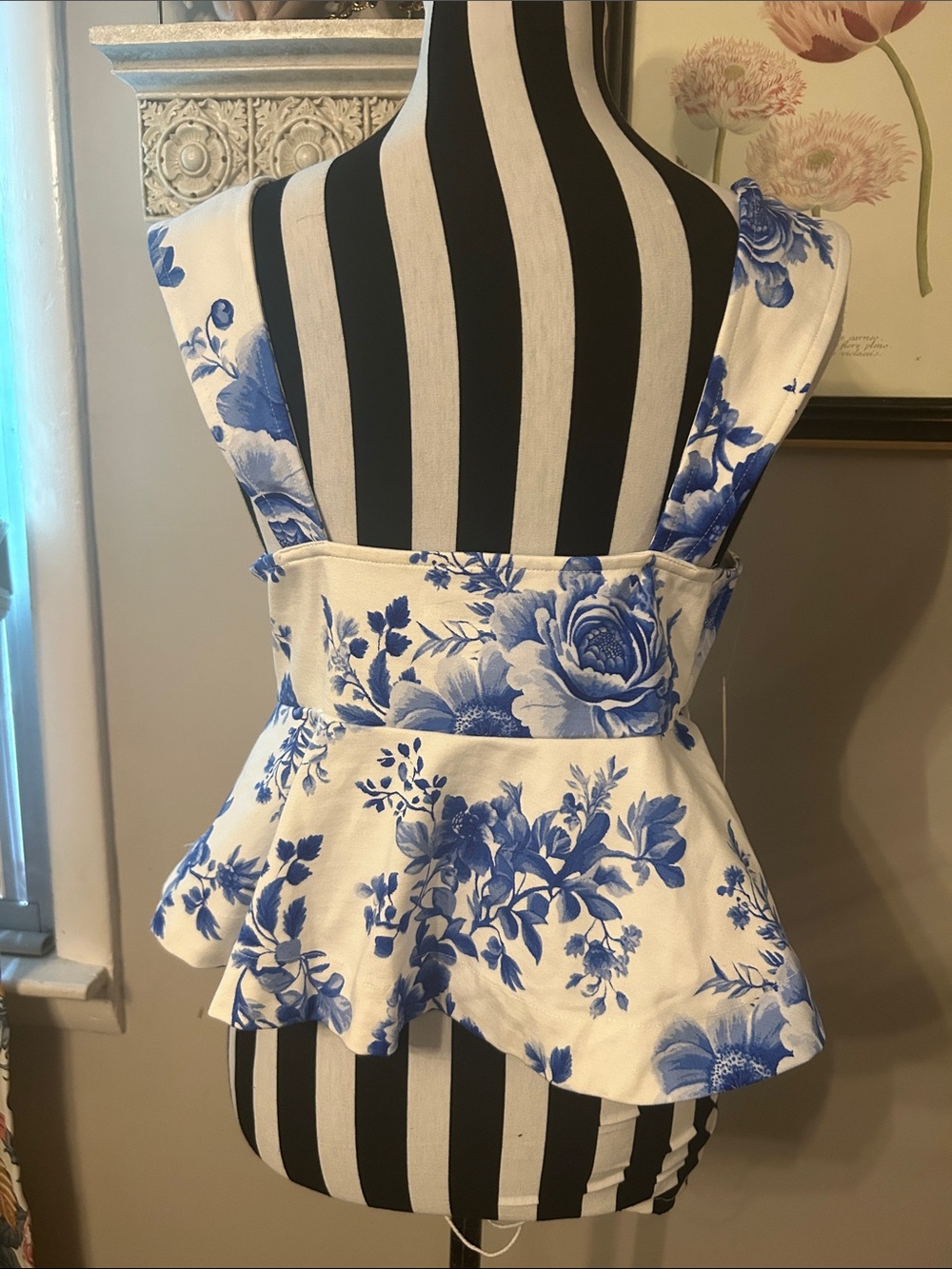 Anthropologie Maeve Blue Floral Peplum Tank Top - Women - Picture 3 of 5